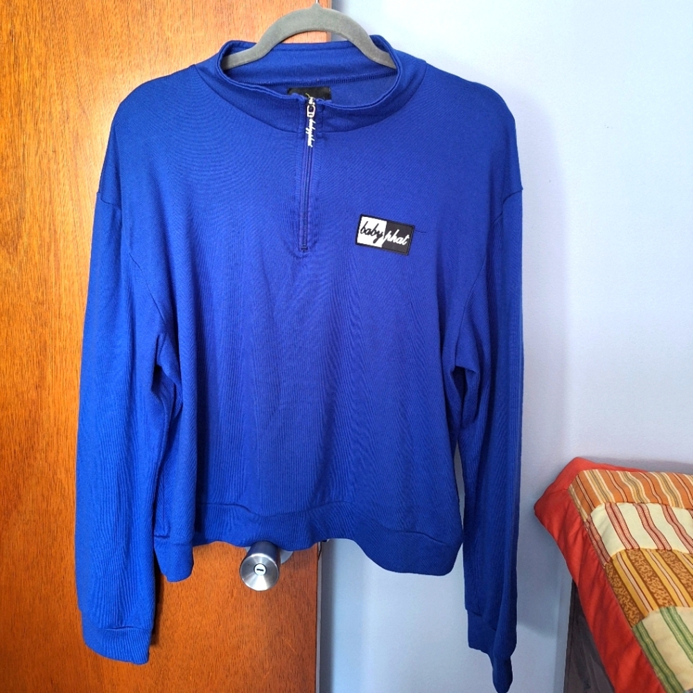 Final Price* Baby Phat Women's Royal Blue Long Sleeve 1/4 Zip Pullover Size 1X